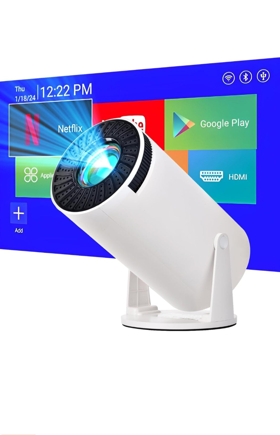Mini Projector with WiFi and Bluetooth|Outdoor Portable Projector 1080P/4K Support|Smart Projector with Auto Keystone Correction|Home/Movie Projector |2024 US Version