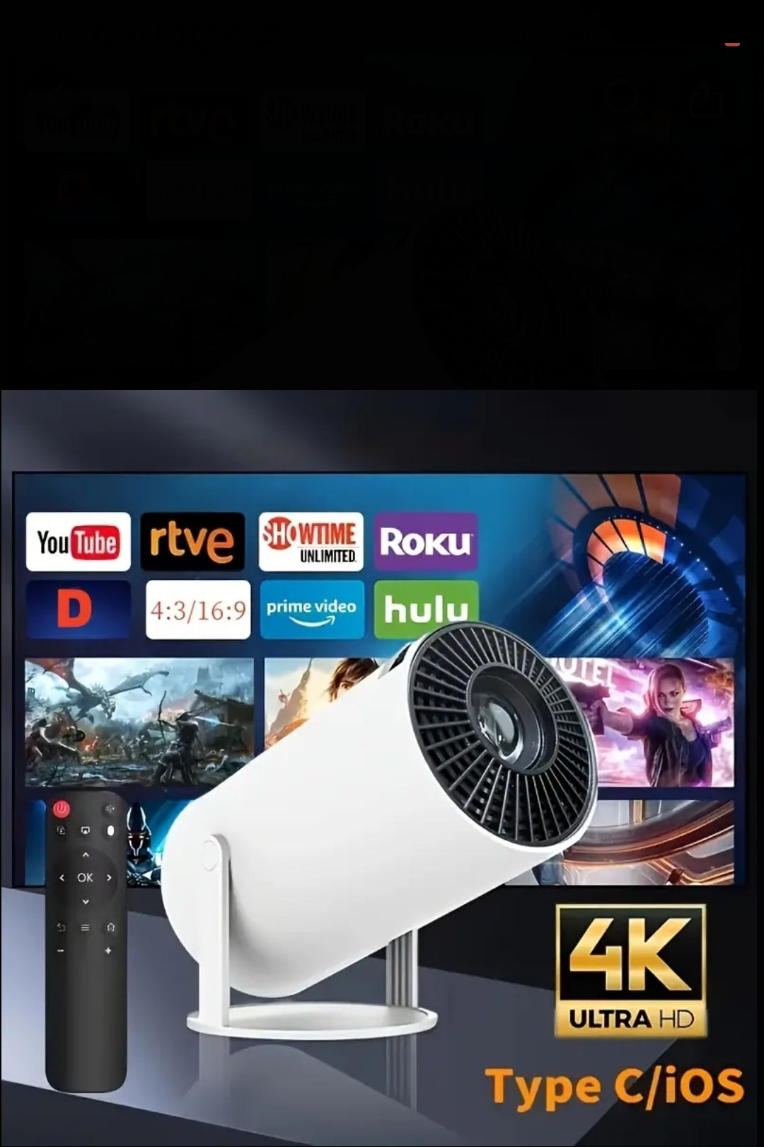 Mini Projector with WiFi and Bluetooth|Outdoor Portable Projector 1080P/4K Support|Smart Projector with Auto Keystone Correction|Home/Movie Projector |2024 US Version