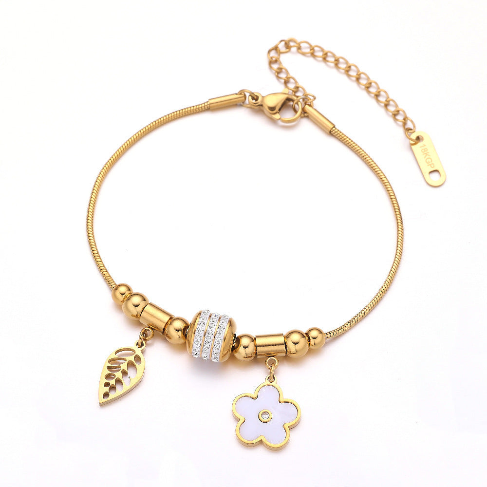 Stainless Steel Bracelet Parthenocissus Grass Vacuum Plating Titanium Steel Bracelet