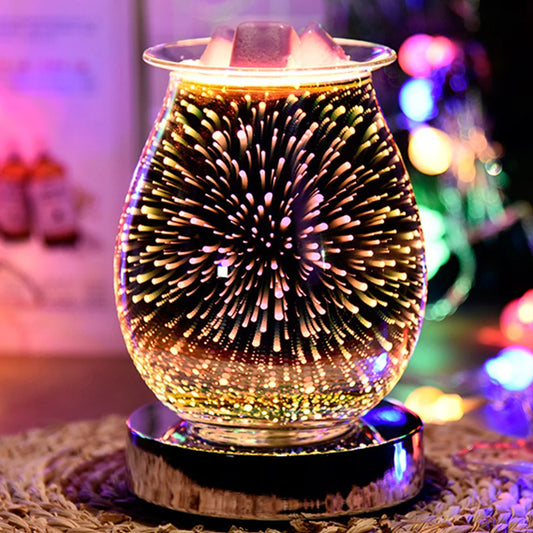 3D Fireworks Effect Touch Aromatherapy Machine Electric Wax Melter Smokeless Aroma Lamp Essential Oil Burner Aroma Accessories