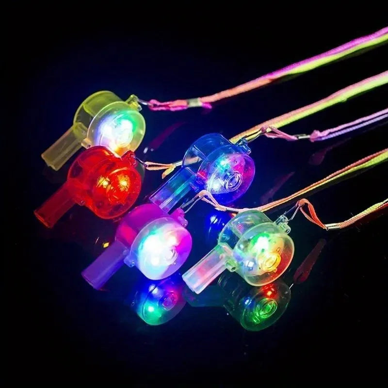 10/30pcs LED Light Up WhistlesToys Glow in the Dark Noice Makers Necklace with Lanyard Glow Whistles Party Supplies Whistles