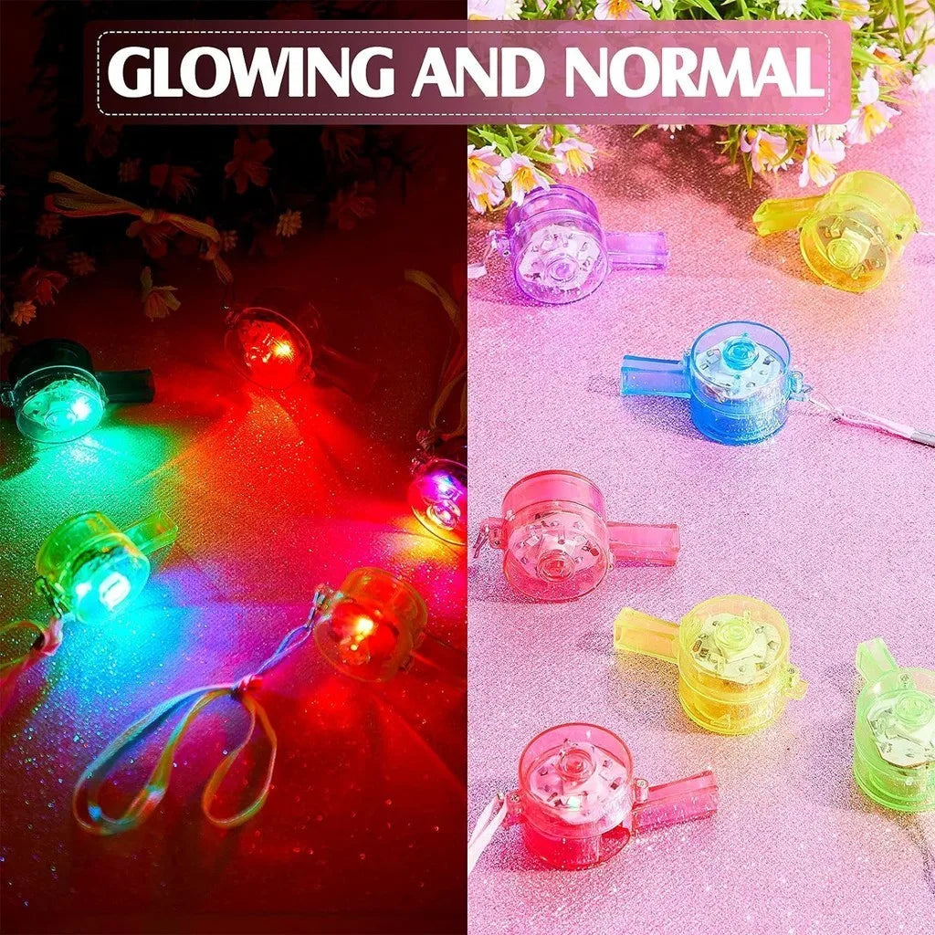 10/30pcs LED Light Up WhistlesToys Glow in the Dark Noice Makers Necklace with Lanyard Glow Whistles Party Supplies Whistles