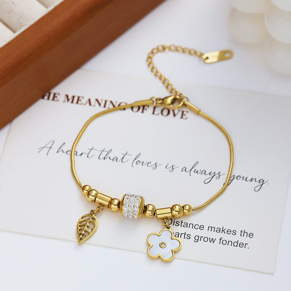 Stainless Steel Bracelet Parthenocissus Grass Vacuum Plating Titanium Steel Bracelet